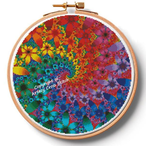 Fractal Flowers Hoop (Extra Large) - Artecy Cross Stitch