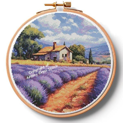 Lavender Farm Hoop (Extra Large) - Artecy Cross Stitch