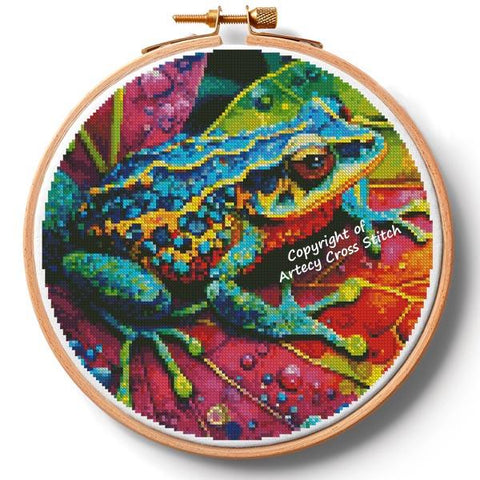 Tropical Frog Hoop (Large) - Artecy Cross Stitch