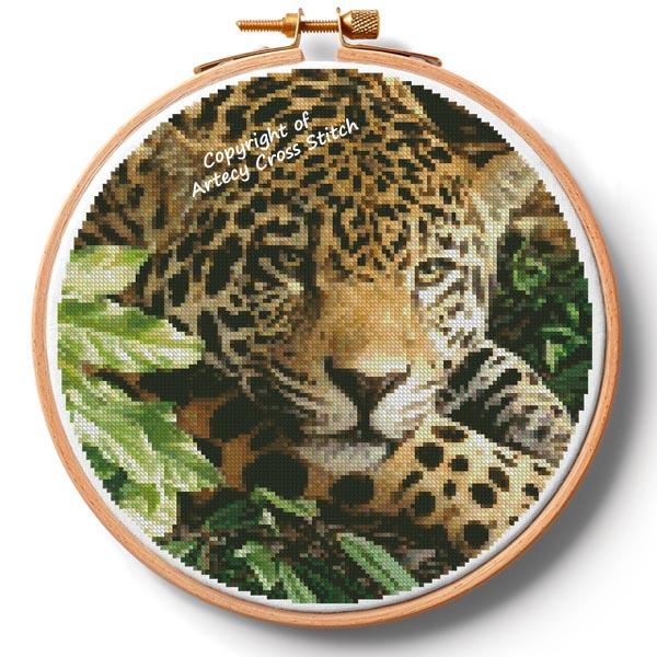 Jaguar At Rest Hoop (Large) - Artecy Cross Stitch