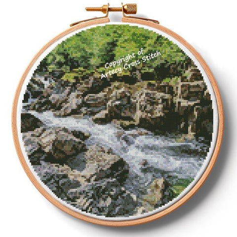 River On The Rocks Hoop (Large) - Artecy Cross Stitch