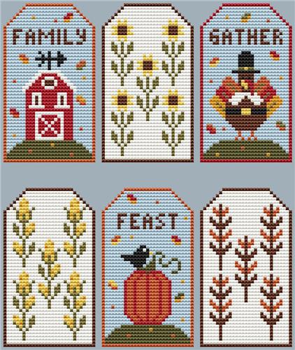 Thanksgiving Tags - Cute Embroidery by Kate