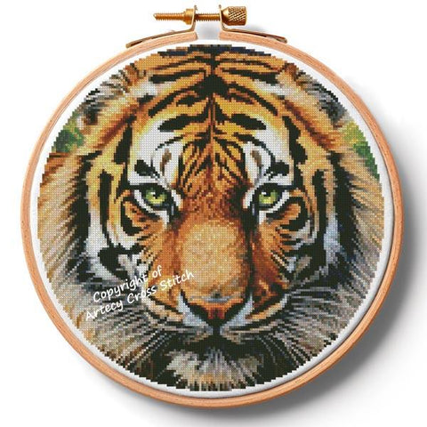 Tiger Close Up Portrait Hoop (Extra Large) - Artecy Cross Stitch