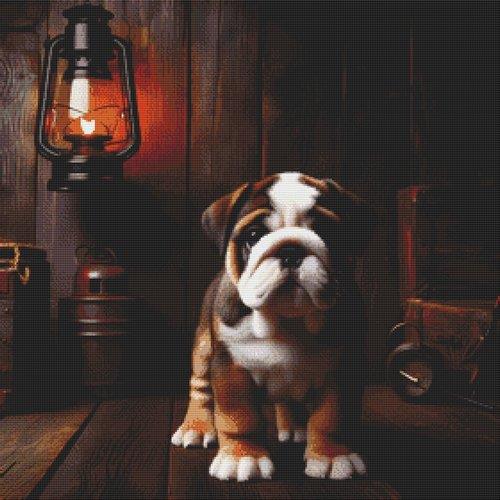 English Bulldog Puppy - White Willow Stitching