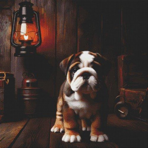 English Bulldog Puppy - White Willow Stitching