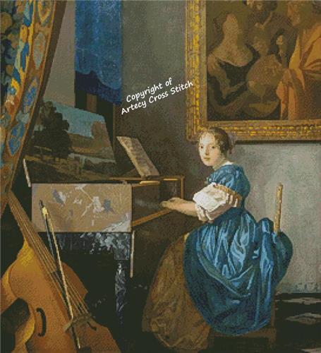 A Lady Seated At A Virginal - Artecy Cross Stitch
