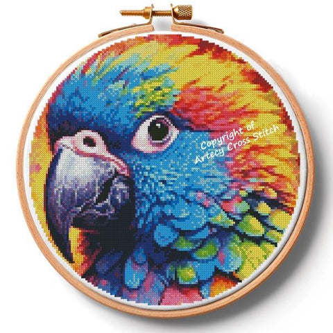 Colourful Parrot Hoop (Large) - Artecy Cross Stitch