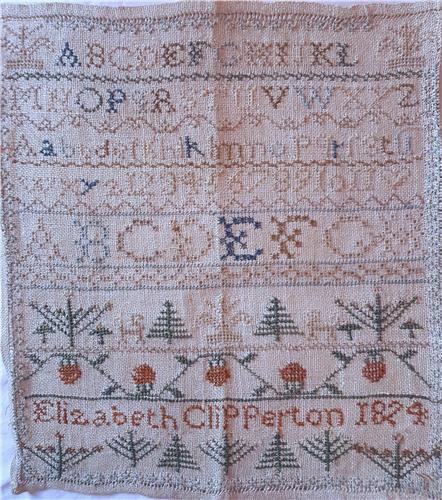 Elizabeth Clipperton 1824 - Crowsfeetstitching