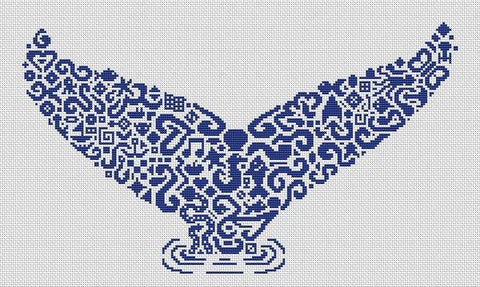 Tribal Whale Tail - White Willow Stitching