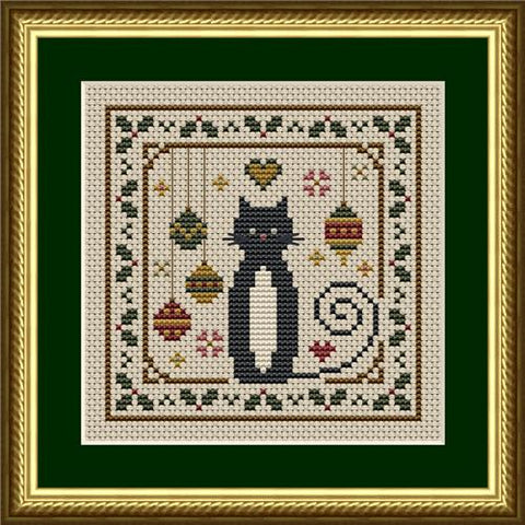 Cat Tales Collection: Cat With Holly And Ornaments Christmas - Happiness Is HeartMade