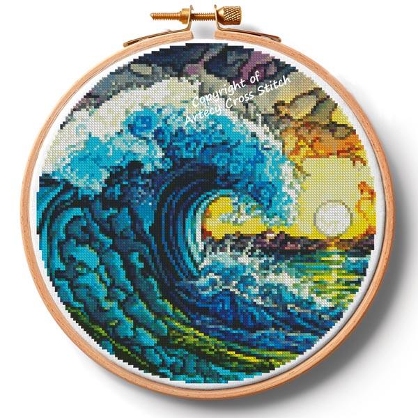 Colourful Ocean Hoop (Large) - Artecy Cross Stitch