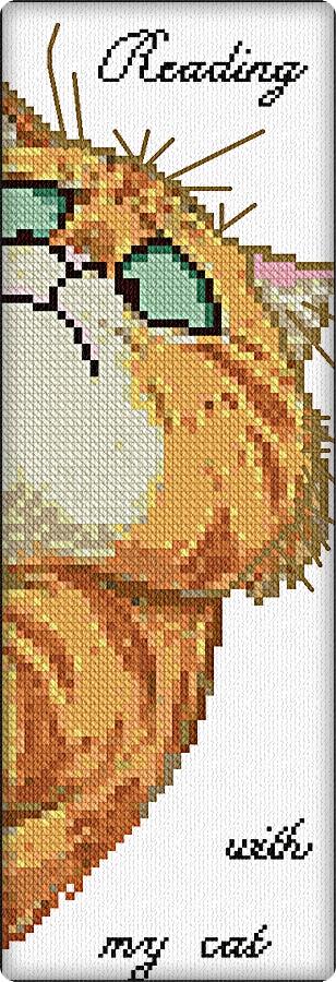 Reading With My Cat Bookmark - Alessandra Adelaide Needleworks