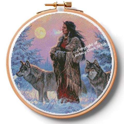 Native American Woman Hoop (Extra Large) - Artecy Cross Stitch