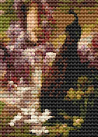 A Peacock And Doves In A Garden By Eugene Bidau (Mini Chart) - Art of Stitch, The