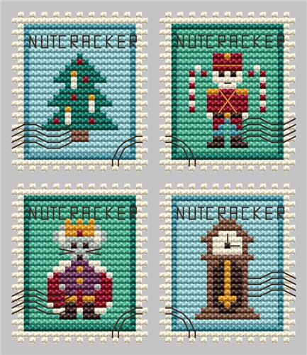 Nutcracker Postage Stamps (4) - Cute Embroidery by Kate