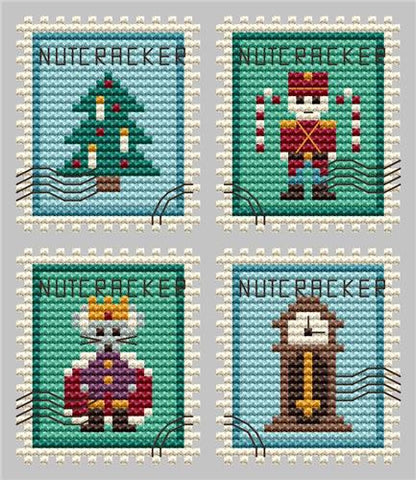 Nutcracker Postage Stamps (4) - Cute Embroidery by Kate