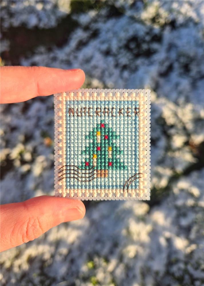 Nutcracker Christmas Tree Postage Stamp - Cute Embroidery by Kate