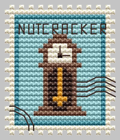 Nutcracker Christmas Clock Postage Stamp - Cute Embroidery by Kate
