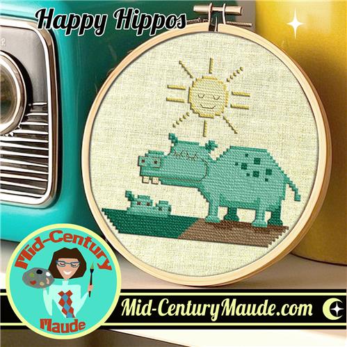 Happy Hippos - Mid Century Maude