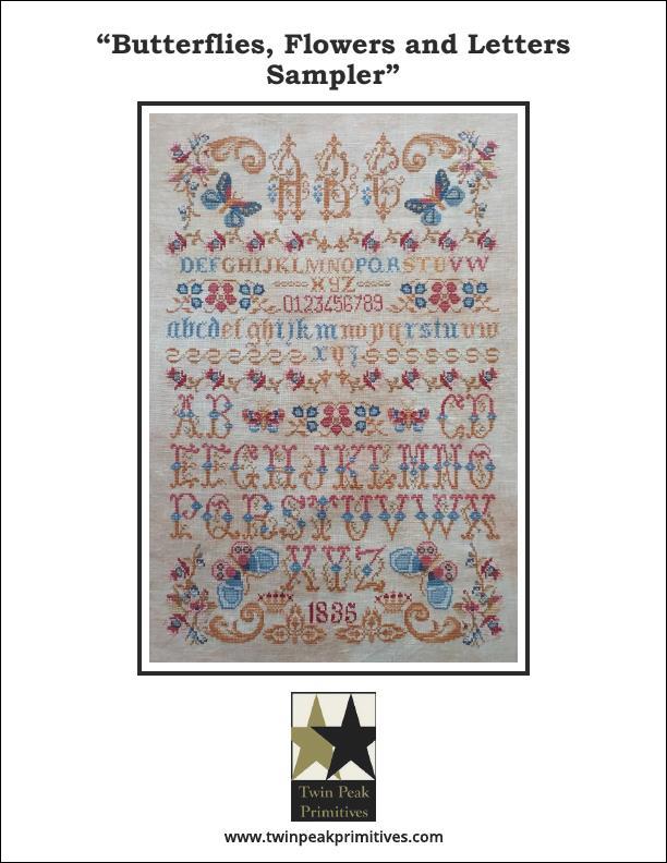 Butterflies, Flowers And Letters Sampler - Twin Peak Primitives