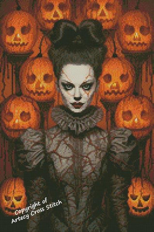 Mini Creepy Halloween Lady - Artecy Cross Stitch