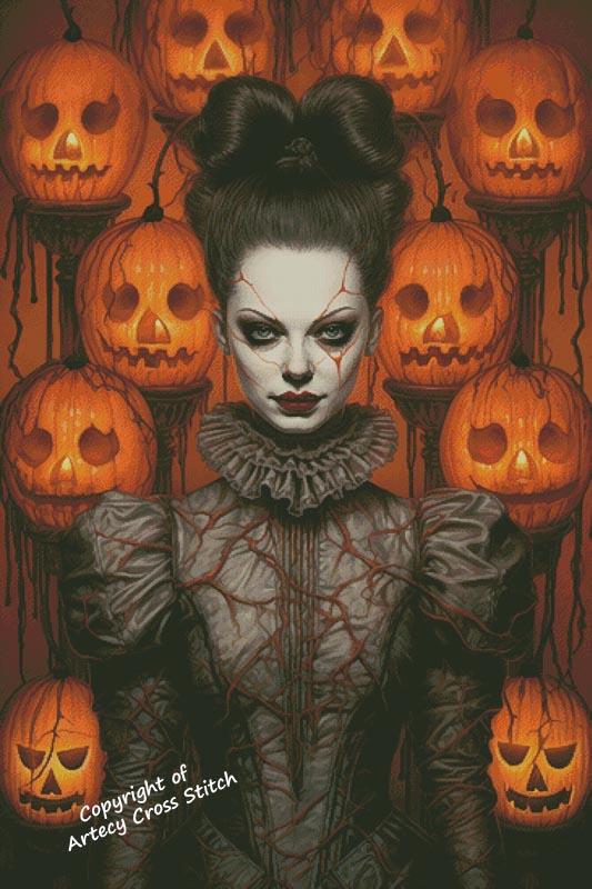 Creepy Halloween Lady (Large) - Artecy Cross Stitch