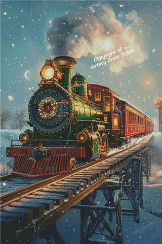 Christmas Train At Night (Large) - Artecy Cross Stitch
