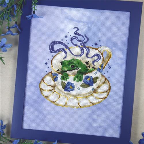 Tea Reading Frog - The Stitch Crypt
