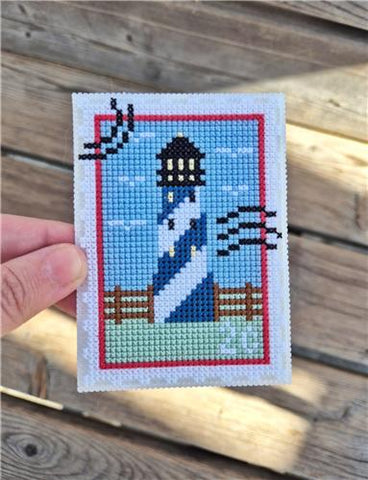 Blue Lighthouse Stamp - Cute Embroidery by Kate