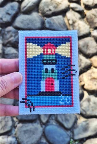 Green Lighthouse Stamp - Cute Embroidery by Kate