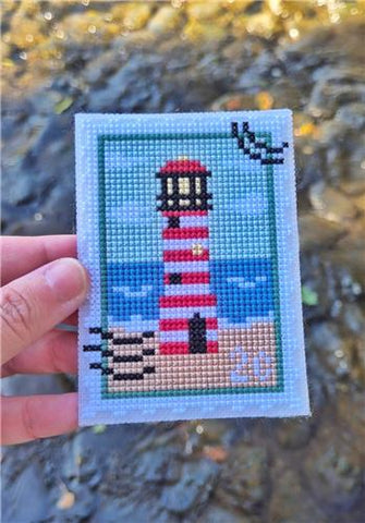 Red Lighthouse Stamp - Cute Embroidery by Kate