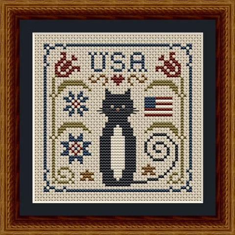 Cat Tales Collection: Patriotic USA Cat - Happiness Is  HeartMade