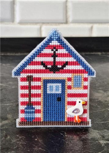 Red Beach House - Cute Embroidery by Kate