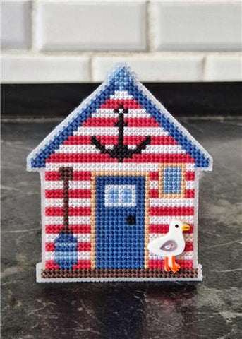 Red Beach House - Cute Embroidery by Kate