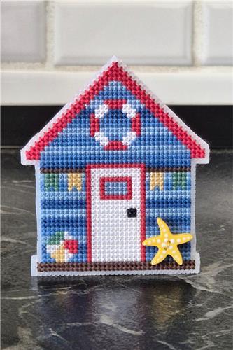 Blue Beach House - Cute Embroidery by Kate