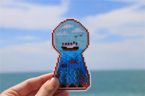 Keyhole Ship - Cute Embroidery by Kate