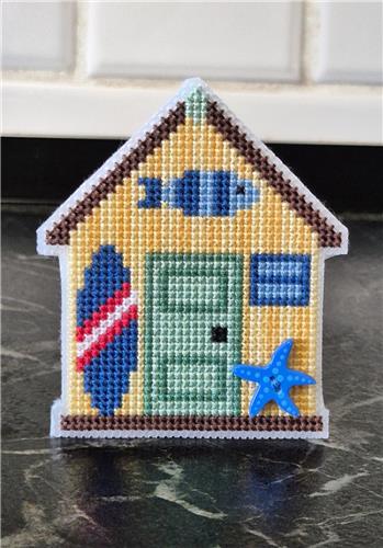 Yellow Beach House - Cute Embroidery by Kate