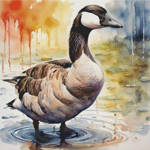 Watercolor Goose - White Willow Stitching