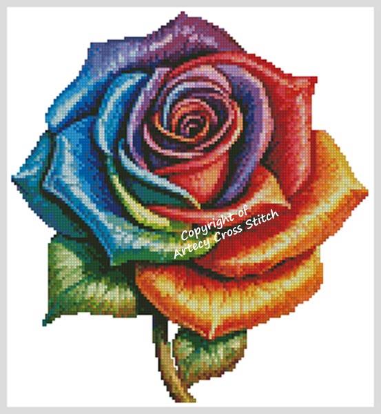 Rainbow Rose 4 - Artecy Cross Stitch
