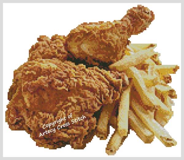 Fried Chicken And Fries - Artecy Cross Stitch