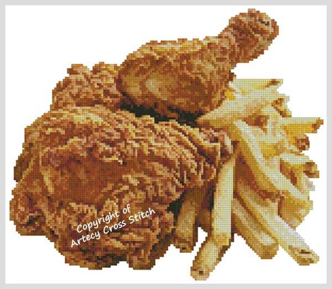 Fried Chicken And Fries - Artecy Cross Stitch