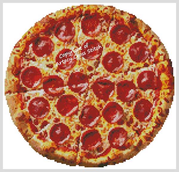 Pepperoni Pizza - Artecy Cross Stitch