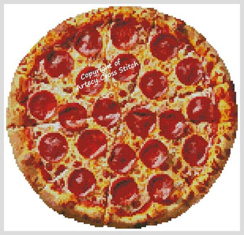 Pepperoni Pizza - Artecy Cross Stitch