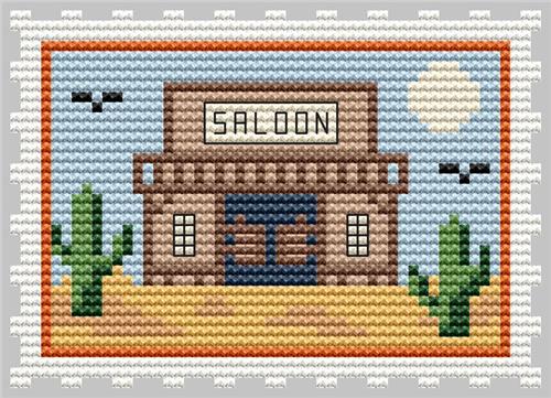 Old West Saloon Stamp - Cute Embroidery by Kate