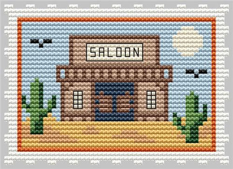 Old West Saloon Stamp - Cute Embroidery by Kate