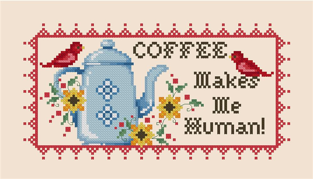Coffee Makes Me Human - Kitty & Me Designs