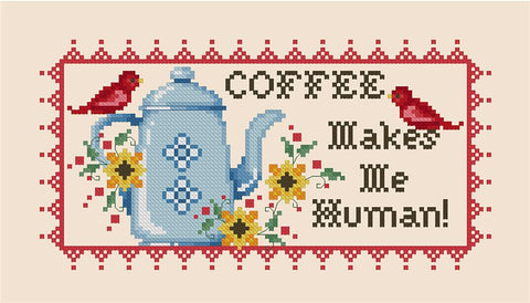 Coffee Makes Me Human - Kitty & Me Designs