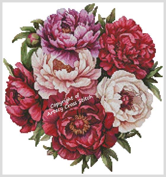 Peonies Circle - Artecy Cross Stitch