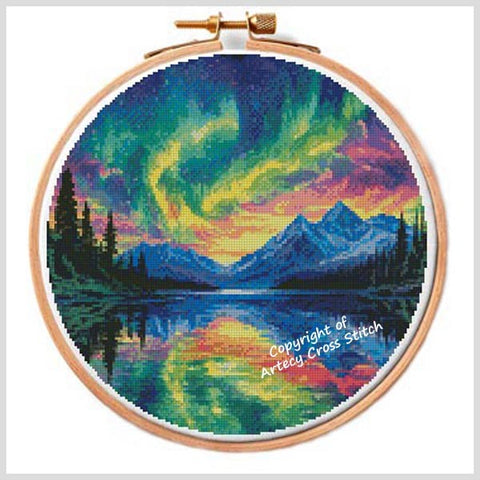 Northern Lights Hoop 1 - Artecy Cross Stitch
