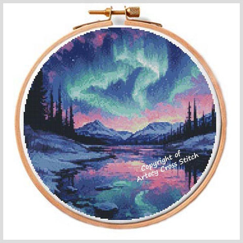 Northern Lights Hoop 2 - Artecy Cross Stitch